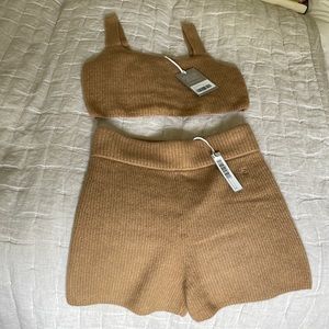 Everlane M top & S shorts wool knit lounge set